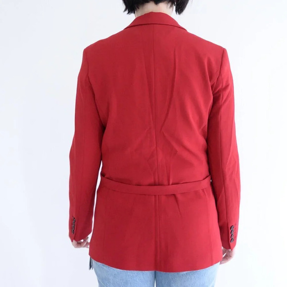 Marc Cain Red Single Button Blazer w Belt Tie Size 2 NWT - Picture 3 of 15